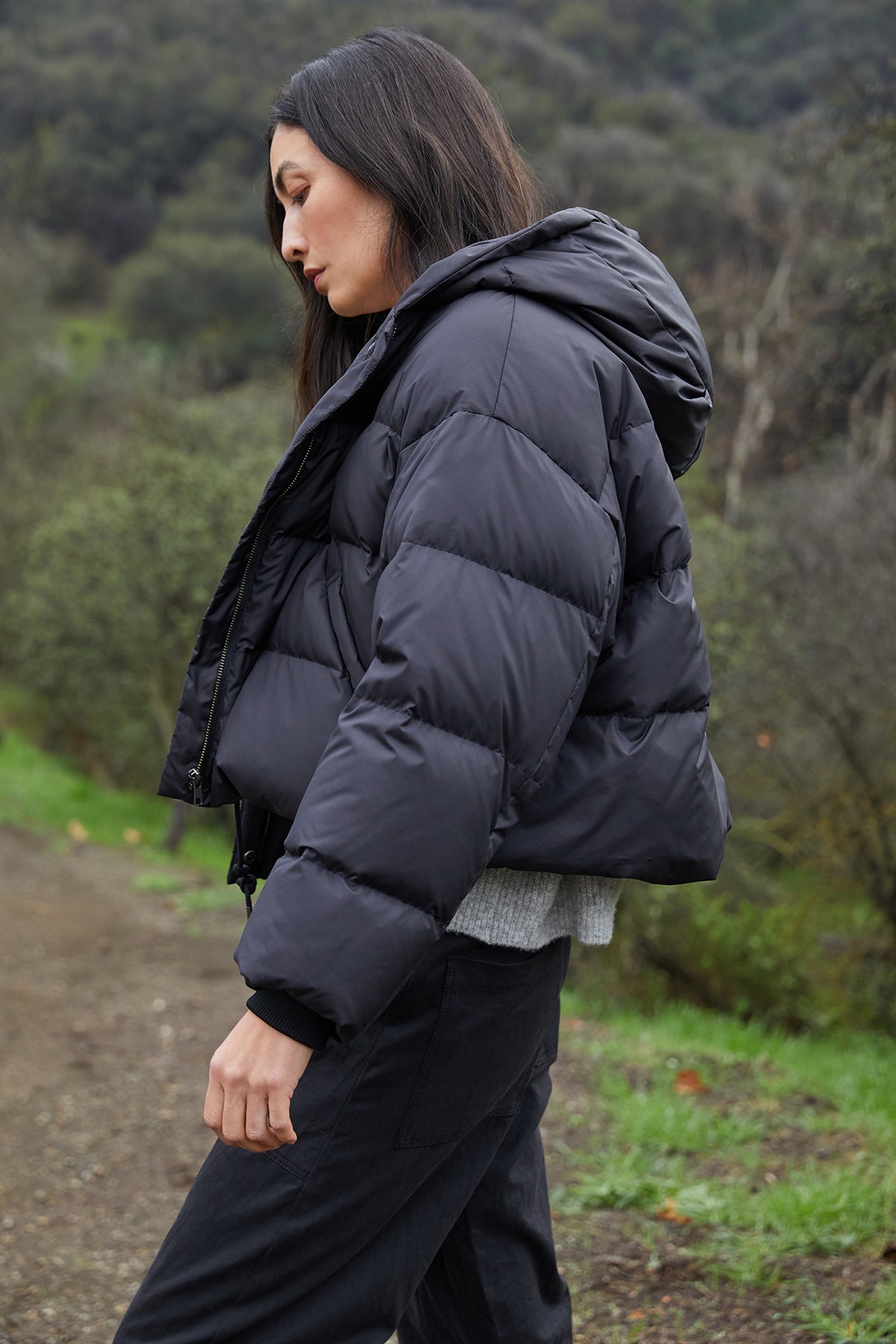 all black puffer coat